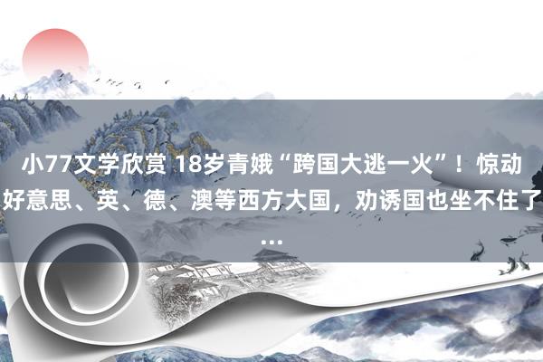 小77文学欣赏 18岁青娥“跨国大逃一火”！惊动了好意思、英、德、澳等西方大国，劝诱国也坐不住了...